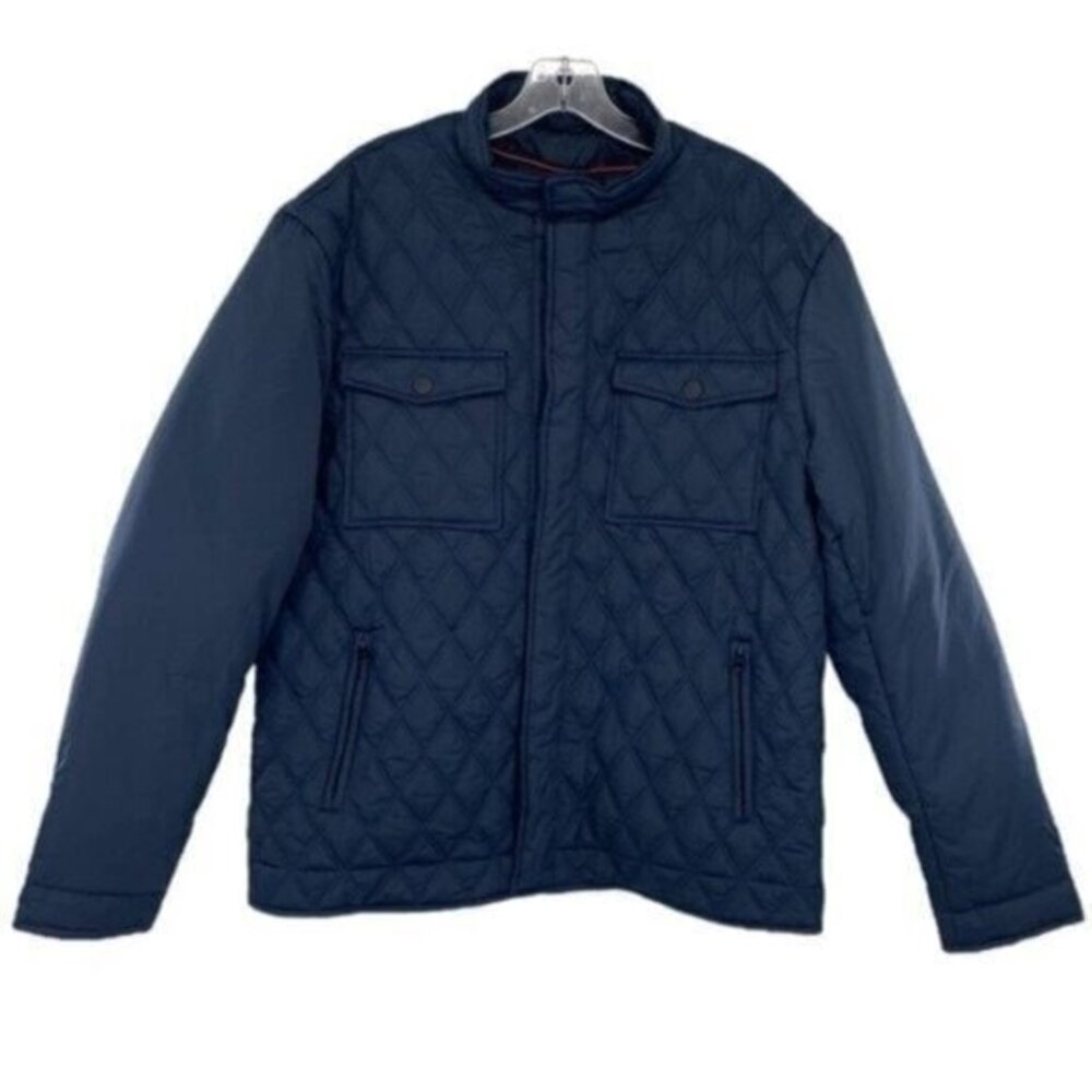 Joseph Abboud Navy Quilted Car Coat Jacket
